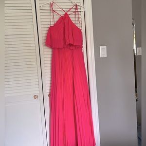 Fuchsia chiffon, two piece maxi skirt set